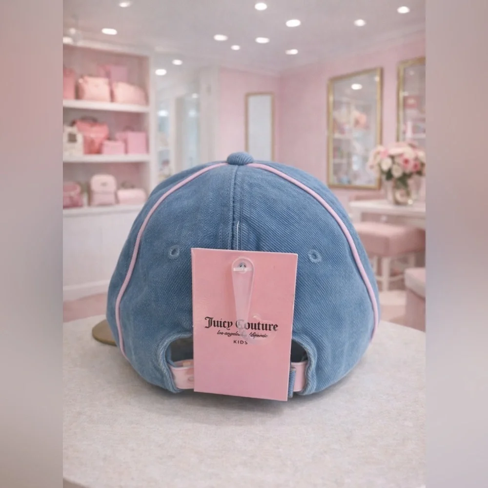 ☀️NWT- Juicy couture Rhinestone embroidered-blue jean Hat.